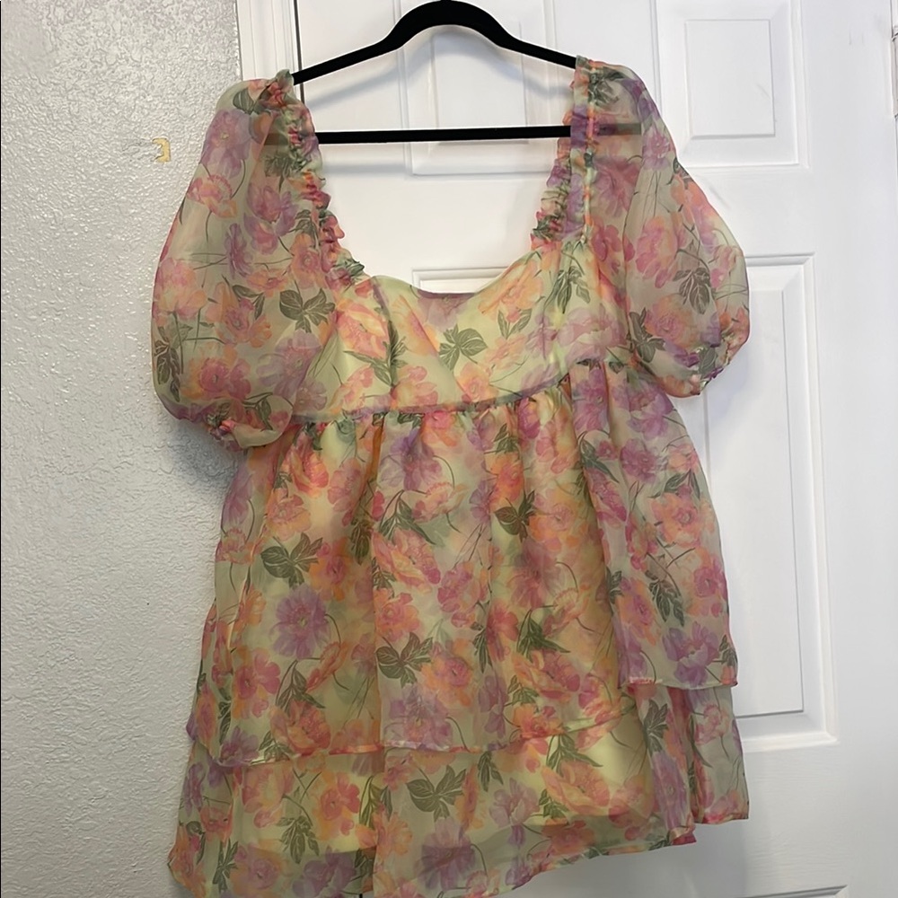 Floral Puff Sleeve Mini Dress